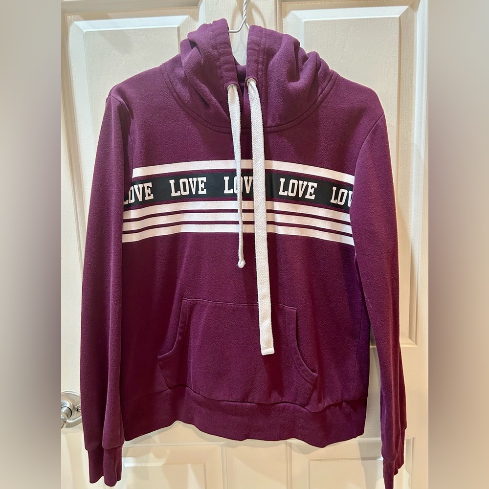 Burgundy Reflex Hoodie, Size Large, “LOVE” Across Chest Area